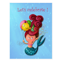 Happy Birthday Mermaid Postcards
