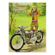 HAPPY BIRTHDAY MOTORCYCLE CARTES POSTALES