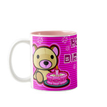 Happy birthday mug from pink cute teddy bear