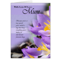 Happy Birthday Mum card with purple crocus