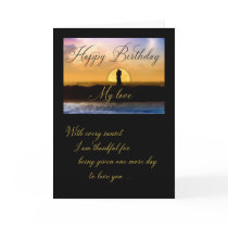 Happy Birthday My Love Sunset Couple Greeting Cards