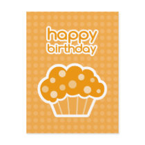 happy birthday orange cupcake postcard