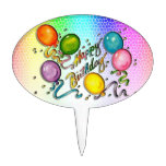 Happy Birthday Oval Cake Picks