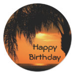 Happy Birthday, palm tree sunset stickers