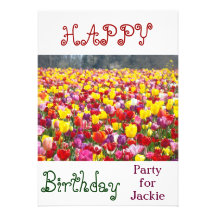 Happy Birthday Party for Your Name! Tulip Flowers Custom Invitation