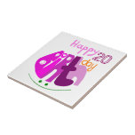 Happy Birthday pink letters tile tiles