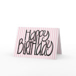Happy Birthday Pink Stripes Card