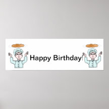 Happy Birthday Pizza Banner Poster