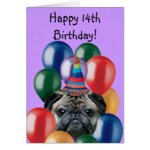 Happy Birthday pug dog greeting card