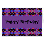 Happy Birthday purple and  black fractal Cards