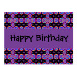 Happy Birthday purple and black fractal Postcard