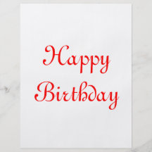 Happy Birthday. Red and White. Custom Flyers
