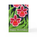 Happy Birthday Red Odontoglossum Orchids Card