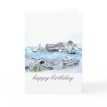 happy birthday seascape greeting card