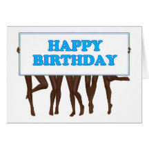 Happy Birthday sign held by a line of girls Greeting Cards