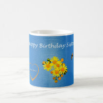 Happy Birthday Sister Floral Butterfly mugs