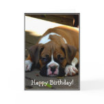 Happy Birthday Sleepy boxer puppy greeting card