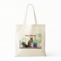 Happy Birthday Squirrel Tote Bags
