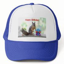 Happy Birthday Squirrel Mesh Hat