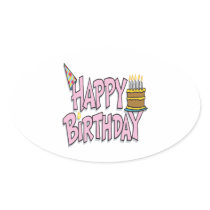 Happy Birthday Oval Stickers