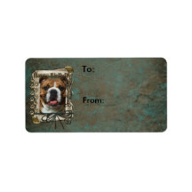 Happy Birthday - Stone Paws - Bulldog Personalized Address Label
