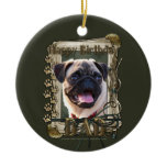 Happy Birthday - Stone Paws - Pug - Dad Ornament