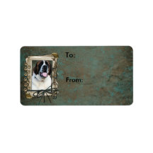 Happy Birthday - Stone Paws - St Bernard - Mae Personalized Address Label