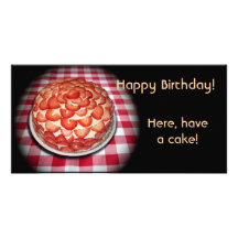 Happy Birthday Strawberry Cake Photo Card