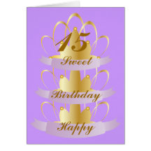 Happy Birthday Sweet Fifteen-Customize Greeting Card