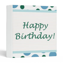 Happy Birthday! Teal Aqua Dots Light binders