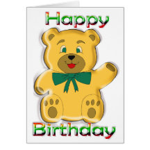 Happy Birthday Teddy Bear Card