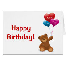 Happy Birthday Teddy Bear Greeting Card