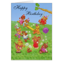 Happy Birthday Teddy Bear's Bubbles party Card