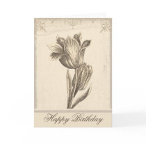 happy birthday vintage tulip elegant greeting card