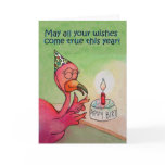 Happy Birthday Wish Whimsical Pink Flamingo Cards