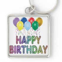 Happy Birthday with Balloon Keychain