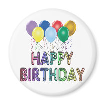 Happy Birthday with Balloon Magnet
