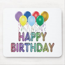 Happy Birthday with Balloon Mouse Pads
