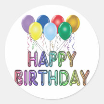 Happy Birthday with Balloon Stickers