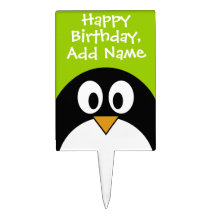 Happy Birthday with Cute Cartoon Penguin