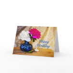 Happy Birthday with painted roses Greeting Card