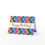 Happy Birthday Yellow and Colours Chevron Pattern