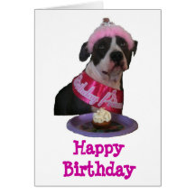 Happy Bithday Pit Bull Princess Greeting Cards