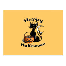 Happy Black Cat Post Card