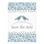 Happy Blue Birds Save the Date Custom Photo Personalized Invitations