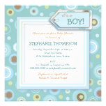 Happy Blue Dots Boy Baby Shower Invitation