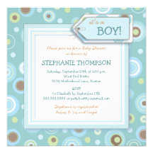 Happy Blue Dots Boy Baby Shower Invitation