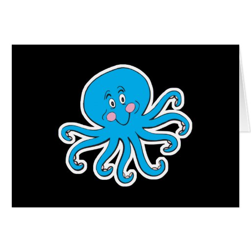 happy blue octopus greeting card
