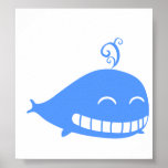 Happy Blue Whale Poster