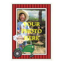 Happy Boy & Tractor - Kids' Party or Baby Shower Personalized Invitation